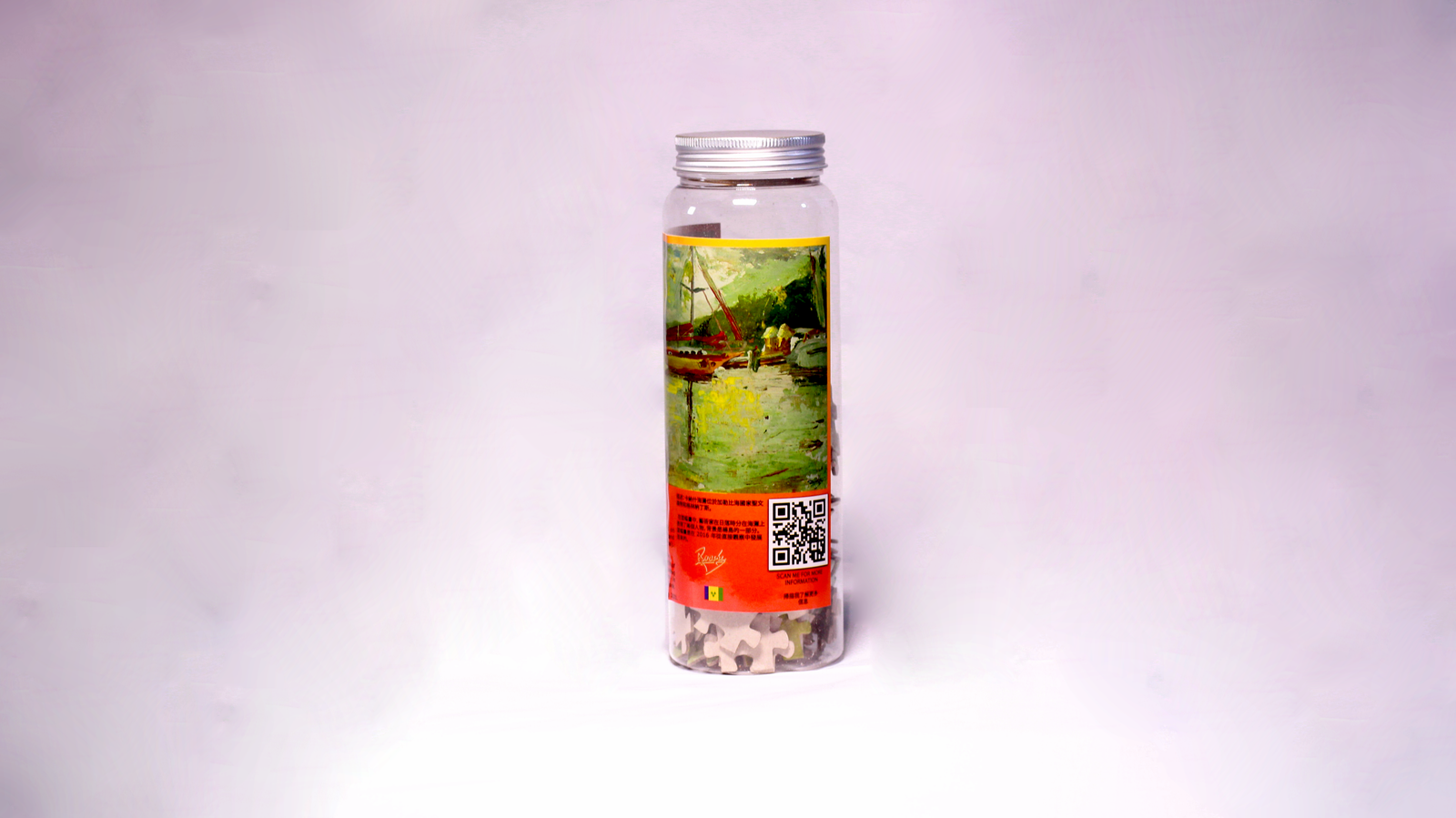 Couple on the Beach puzzle tube packaging