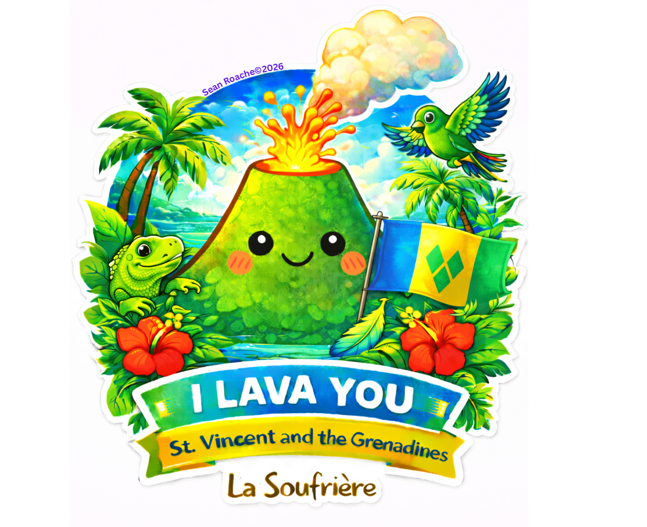 La Soufriere I Lava You sticker