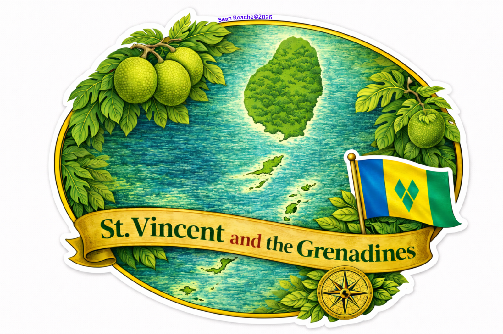 Saint Vincent and the Grenadines map sticker